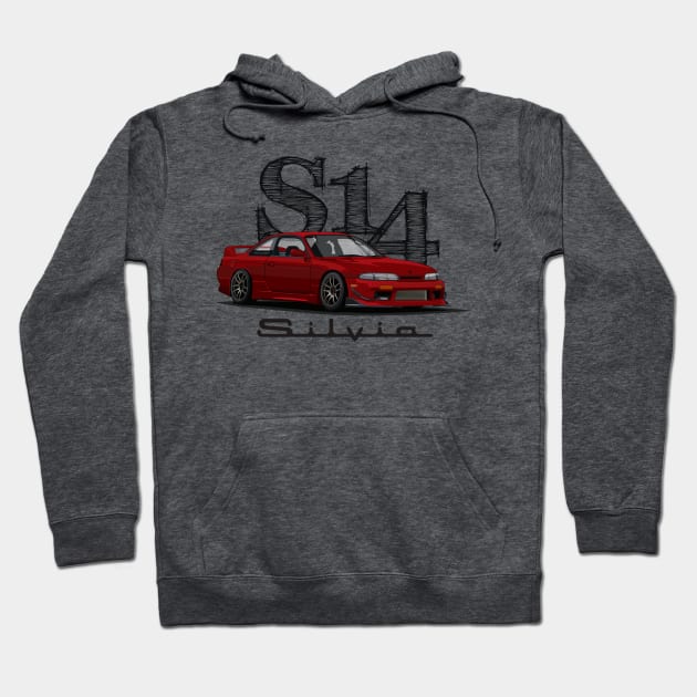 Nissan Silvia S14 Red Silvia Hoodie TeePublic